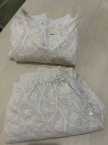 Kids Chikankari Milk White Kurti & Pant Set