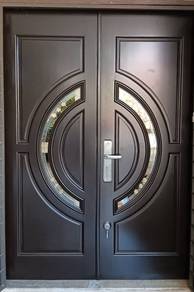 Pintu Kayu Cermin Kembar Depan Rumah Pintu Utama