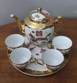 Dragon phoenix gold tea set