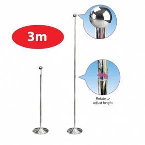 Flag Pole With Stand 3M (Silver)