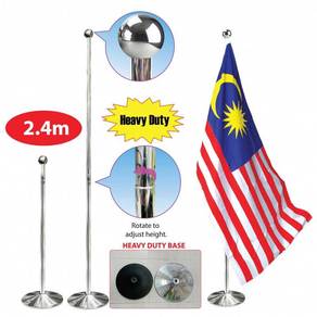 Flag Pole With Stand 2.4M (Silver)