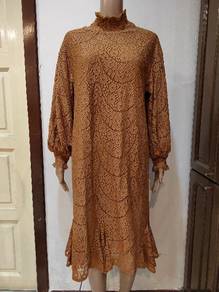 turtle neck lace dress