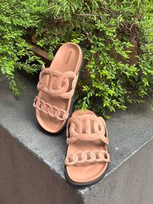 Hermes Extra Sandal In Beige Suede Goatskin
