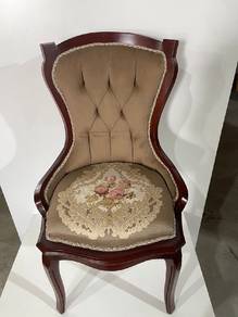 Brown Solid Flowery Design Chair