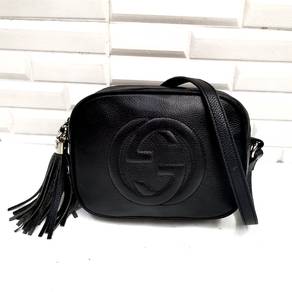 GUCCI SOHO Disco Crossbody Bag Black Leather