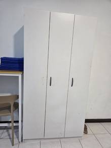 White 3-Door Storage Cabinet with Shelves
