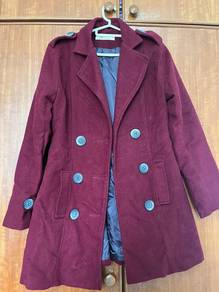 Negotiable Maroon Double-Breasted Peacoat