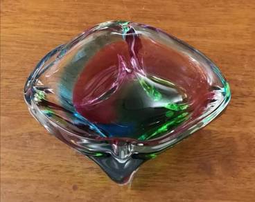Heavy crystal ashtray trinket bowl