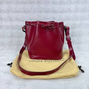 Authentic LV Red Epileather Petit Noe Bucket Bag