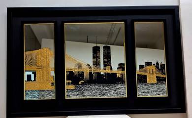 New York City Skyline Triptych Etched Mirror Art
