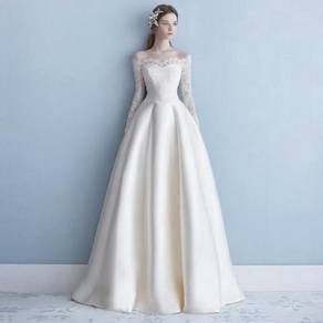 White long sleeve wedding bridal dress RBMWD0107