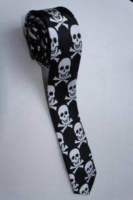 SLIM Pirates Jolly Roger Skull SMALL Neck Tie