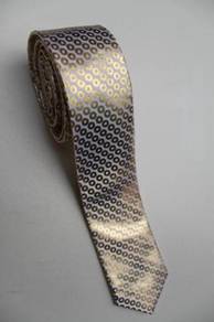SLIM Blinking Gold White Quality Solid Neck Tie