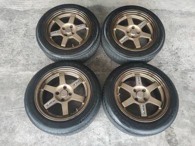 Rim te37 thailand batang rata bronze 15 inch
