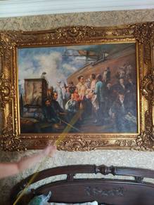 Large Vintage Historical Oil Painting