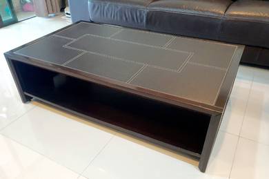 Sofa Coffee Table Leather and Wood