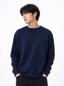 Uniqlo Japan Navy Minimalist Knit Long Sleeve Tee