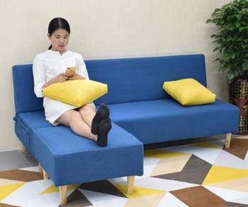 L Shape Sofa Blue Biru 4 seater bed mattress 3