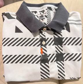 Nike Golf Shirt white with grey checkered pattern