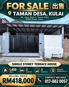 1-storey Terraced House For Sale in Kulai,JHR