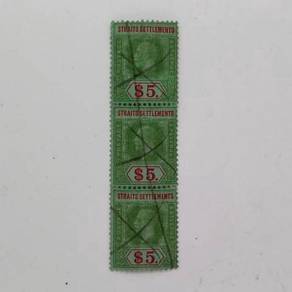 Straits Settlements KGV 1912 $5 Revenue 3v BS57
