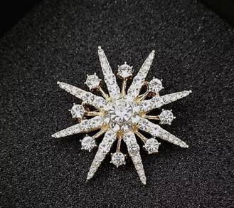 Dazzling Eight-Pointed Star Brooch | High-End Suit