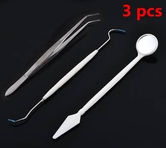 READY STOCK 3-IN-1 Tool Kit Tweezer Scrape Mirror