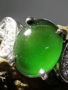 Giok Jadeite Jed Burma Hijau Tua Ais Kaca Gred A