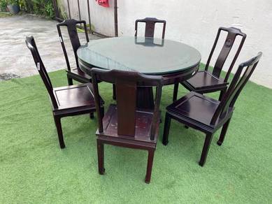 YE57C Meja Makan Bulat Rose Wood Dining Table
