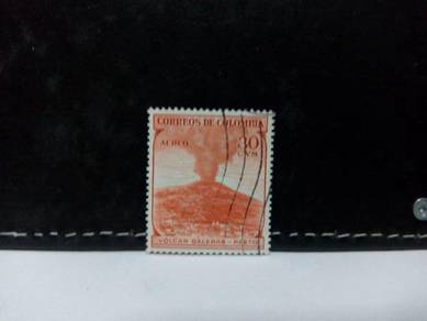 1954 Colombia Stamp, Galeras Volcano