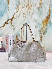 Gucci Silver GG Leather Princy Tote