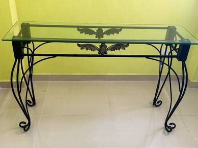 Console Table with Glass Top / Meja Hiasan Elegant