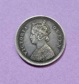 India (British) Queen Victoria 2 annas 1862 silver