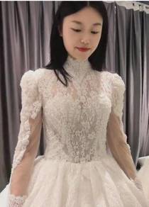 White long sleeve wedding bridal dress gown RB2199