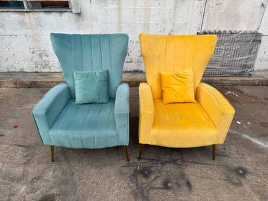 Velvet Baldu Wingchair Armchair Single Sofa Fabric