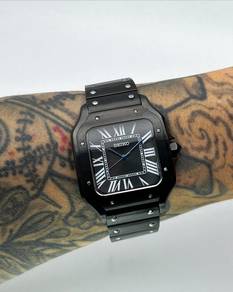 Custom Seiko Mod 38mm Black Roman Santos Automatic