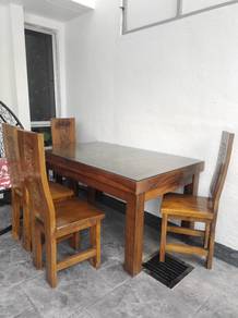 Meja Kayu Jati + 6 Kerusi (info dalam description)
