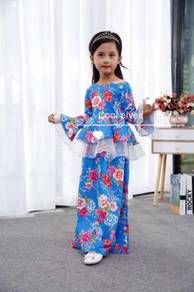 [READY STOCK] COOLELVES Flower Peplum Dress-BLUE