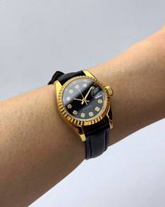 Custom Seiko Mod 26mm No Logo Black Gold Diamond