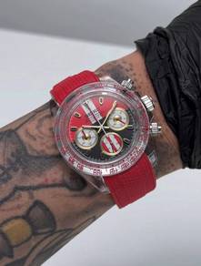 Custom S. Mod 39mm Racing Red Clear Plastic