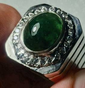 Cincin Perak Batu Zamrud Zambia Asli - Emerald