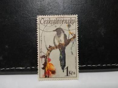 1972 Czechoslovakia Stamp Bird Magpie, songbird