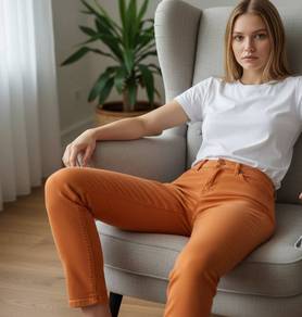 Women's G&H Collection Slim-fit Orange Trouser