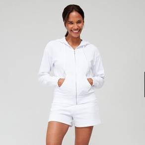 Armani Exchange Zip Up Hoodie -white