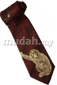 Gold Monkey Chimpanzee Animal MAROON Neck Tie