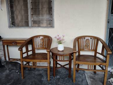 set meja kopi kayu . 