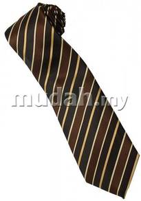 EBR7 Brown Khaki Gold Black Strip Formal Neck Tie