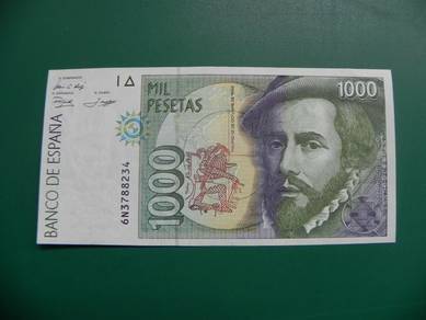 Spain 1000 Pesetas Paper Money 1992   -  AU