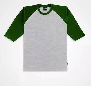 T-shirt raglan light grey melange - forest green