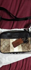 Coach signature stripe crossbody black brown